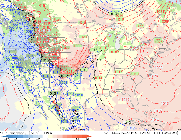 Druktendens (+/-) ECMWF za 04.05.2024 12 UTC