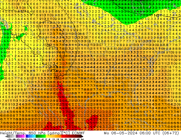 Z500/Rain (+SLP)/Z850 ECMWF Po 06.05.2024 06 UTC