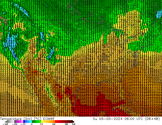 карта температуры ECMWF Вс 05.05.2024 06 UTC