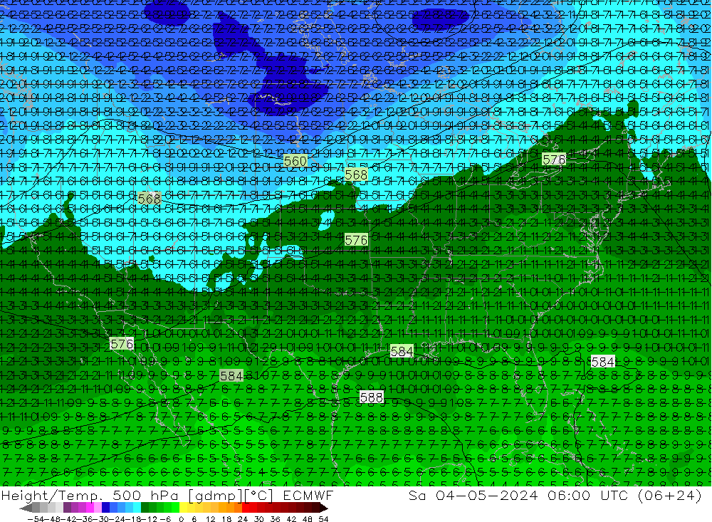 Z500/Rain (+SLP)/Z850 ECMWF Sa 04.05.2024 06 UTC