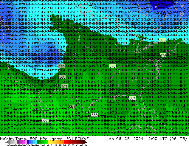 Z500/Rain (+SLP)/Z850 ECMWF lun 06.05.2024 12 UTC