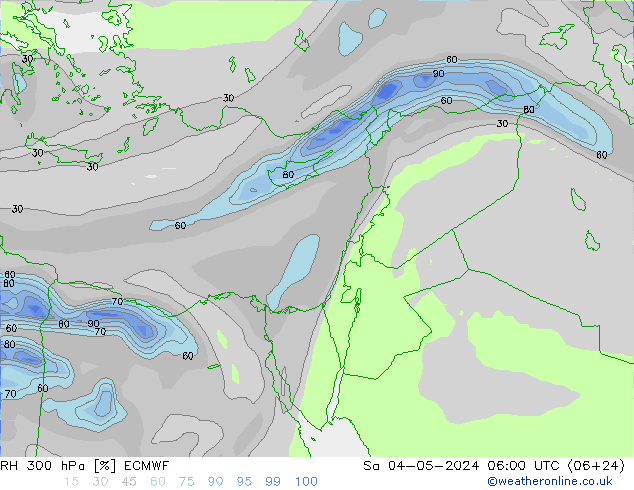 RH 300 hPa ECMWF so. 04.05.2024 06 UTC