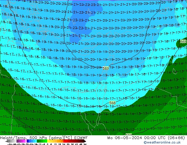 Z500/Rain (+SLP)/Z850 ECMWF lun 06.05.2024 00 UTC