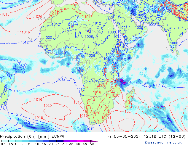 Precipitation (6h) ECMWF Fr 03.05.2024 18 UTC