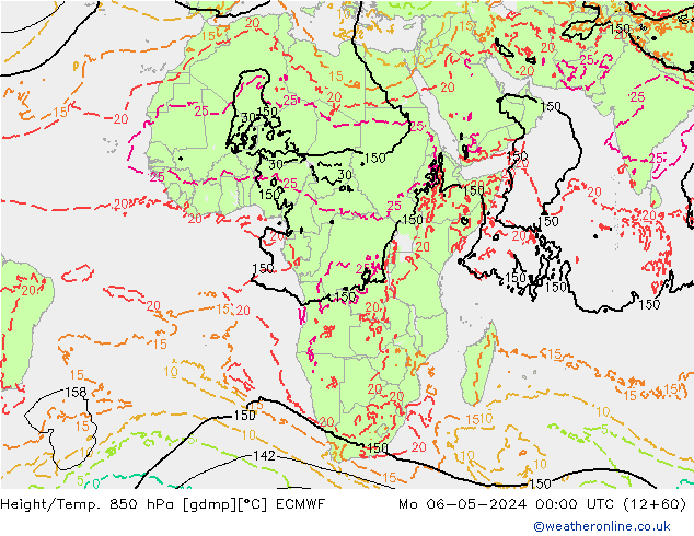 Hoogte/Temp. 850 hPa ECMWF ma 06.05.2024 00 UTC