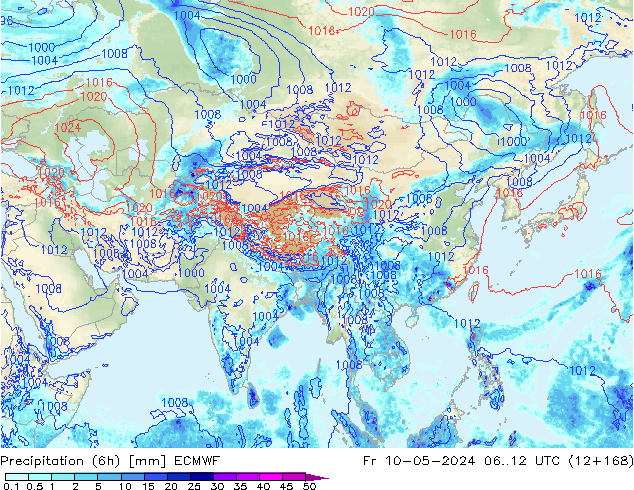 Yağış (6h) ECMWF Cu 10.05.2024 12 UTC