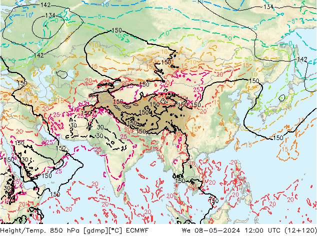 Z500/Rain (+SLP)/Z850 ECMWF ср 08.05.2024 12 UTC