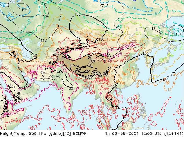 Z500/Rain (+SLP)/Z850 ECMWF Qui 09.05.2024 12 UTC