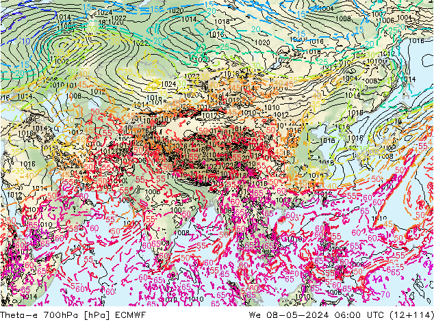 Theta-e 700hPa ECMWF  08.05.2024 06 UTC