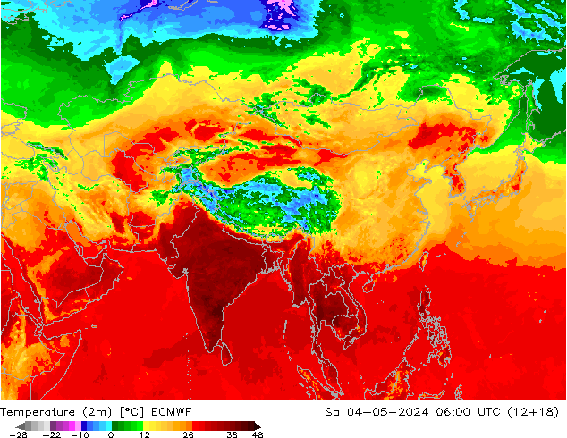 Temperature (2m) ECMWF So 04.05.2024 06 UTC