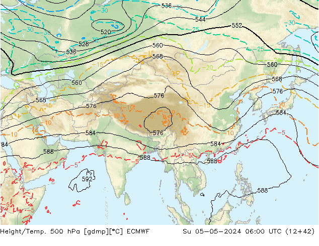Z500/Rain (+SLP)/Z850 ECMWF Dom 05.05.2024 06 UTC