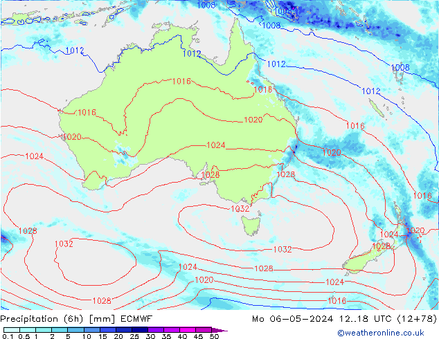 Z500/Rain (+SLP)/Z850 ECMWF Mo 06.05.2024 18 UTC