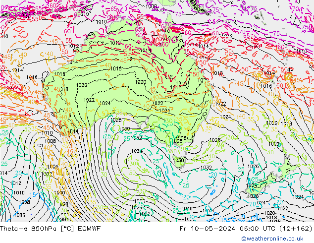 Theta-e 850hPa ECMWF Sex 10.05.2024 06 UTC