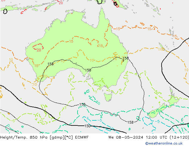 Z500/Rain (+SLP)/Z850 ECMWF We 08.05.2024 12 UTC