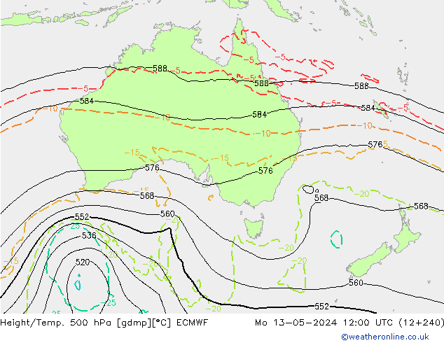 Height/Temp. 500 гПа ECMWF пн 13.05.2024 12 UTC