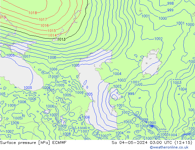 pressão do solo ECMWF Sáb 04.05.2024 03 UTC