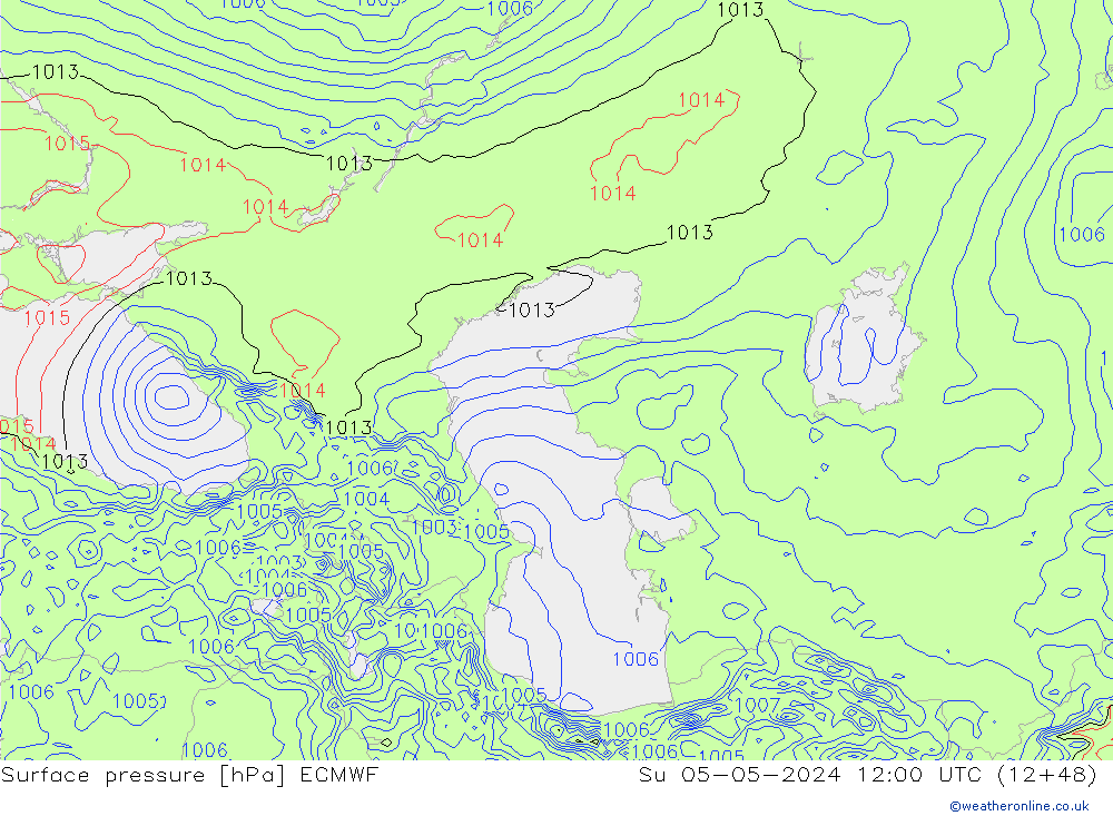 Luchtdruk (Grond) ECMWF zo 05.05.2024 12 UTC