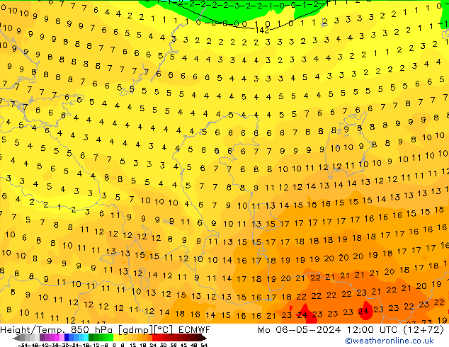 Z500/Rain (+SLP)/Z850 ECMWF Mo 06.05.2024 12 UTC