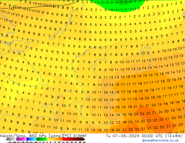 Z500/Rain (+SLP)/Z850 ECMWF Út 07.05.2024 00 UTC