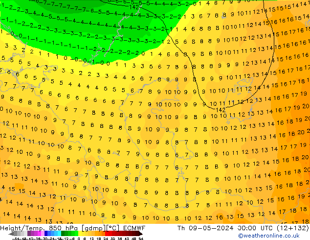 Z500/Rain (+SLP)/Z850 ECMWF Th 09.05.2024 00 UTC