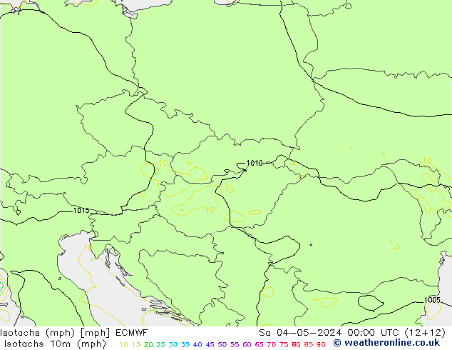 Isotachs (mph) ECMWF сб 04.05.2024 00 UTC
