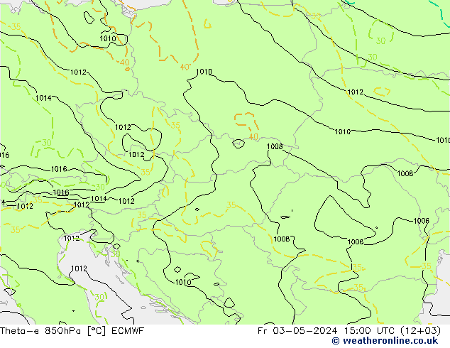 Theta-e 850гПа ECMWF пт 03.05.2024 15 UTC