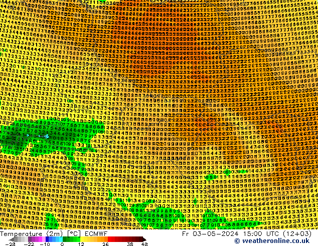 Sıcaklık Haritası (2m) ECMWF Cu 03.05.2024 15 UTC