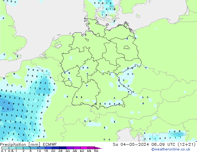 precipitação ECMWF Sáb 04.05.2024 09 UTC