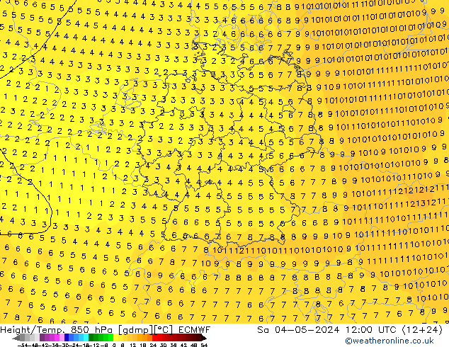 Z500/Rain (+SLP)/Z850 ECMWF Sa 04.05.2024 12 UTC