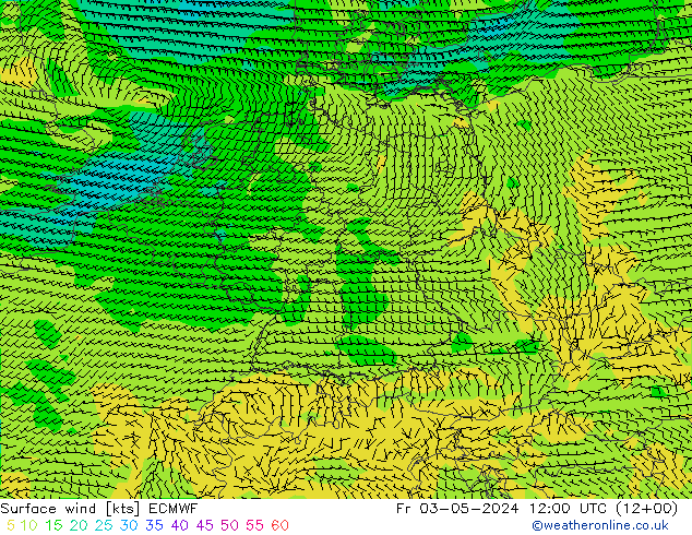 Surface wind ECMWF Fr 03.05.2024 12 UTC