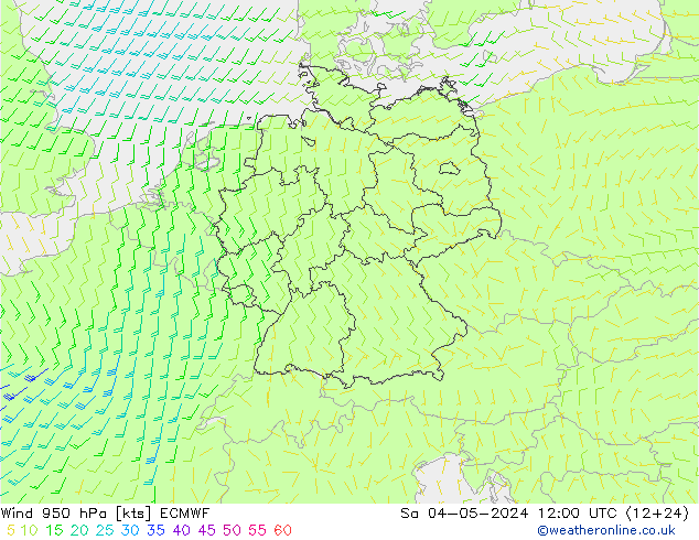 Prec 6h/Wind 10m/950 ECMWF Sa 04.05.2024 12 UTC