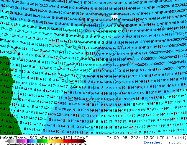 Z500/Rain (+SLP)/Z850 ECMWF Th 09.05.2024 12 UTC