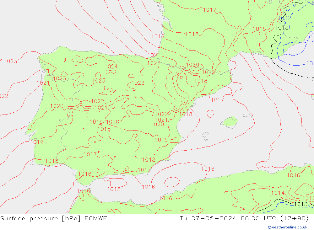 Yer basıncı ECMWF Sa 07.05.2024 06 UTC