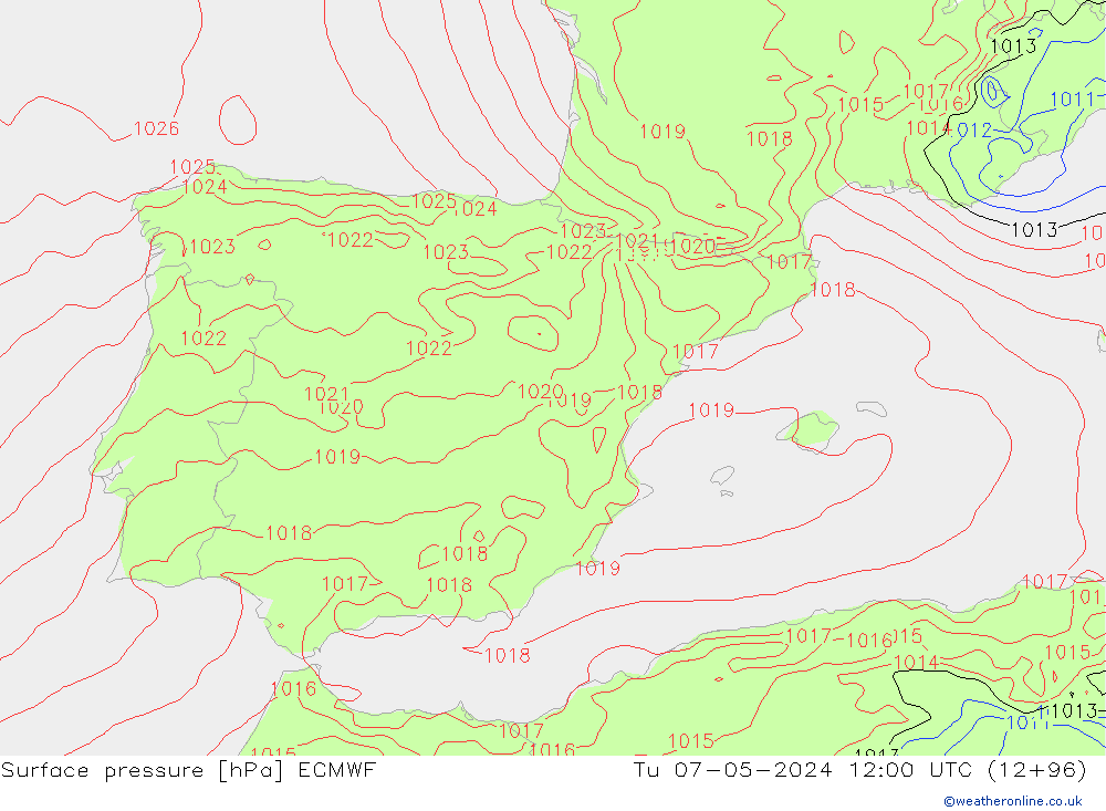 ciśnienie ECMWF wto. 07.05.2024 12 UTC
