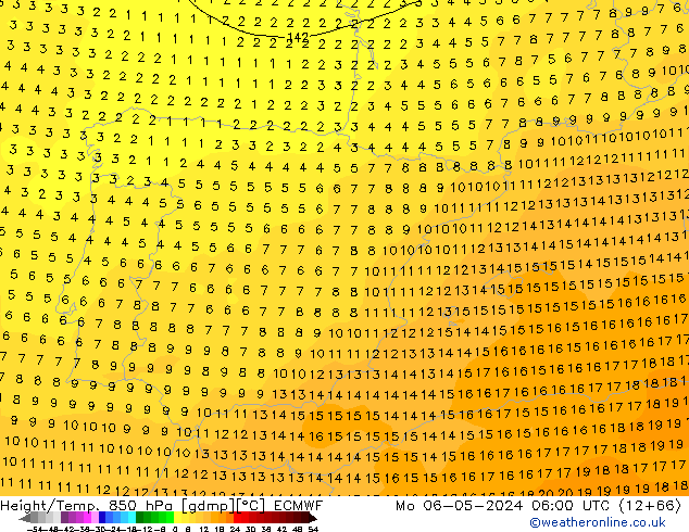 Z500/Rain (+SLP)/Z850 ECMWF lun 06.05.2024 06 UTC