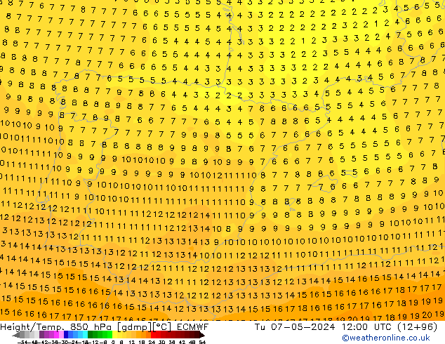 Z500/Rain (+SLP)/Z850 ECMWF mar 07.05.2024 12 UTC