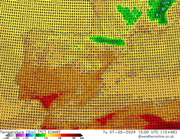 Sıcaklık Haritası (2m) ECMWF Sa 07.05.2024 12 UTC