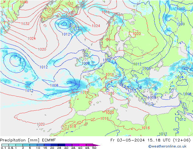 Niederschlag ECMWF Fr 03.05.2024 18 UTC