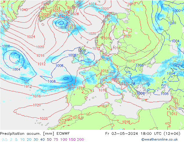 Totale neerslag ECMWF vr 03.05.2024 18 UTC