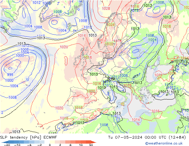 SLP tendency ECMWF Tu 07.05.2024 00 UTC