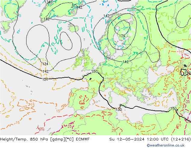 Z500/Rain (+SLP)/Z850 ECMWF Вс 12.05.2024 12 UTC