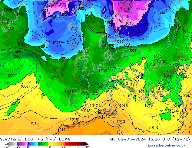 SLP/Temp. 850 hPa ECMWF lun 06.05.2024 12 UTC