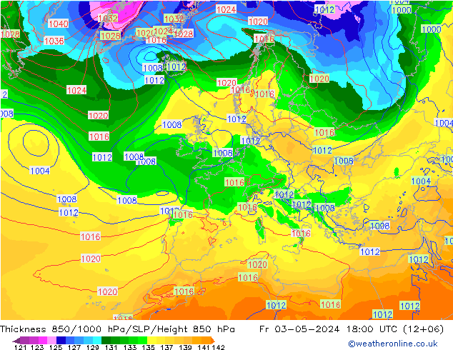 Schichtdicke 850-1000 hPa ECMWF Fr 03.05.2024 18 UTC