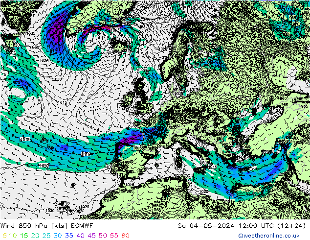 Wind 850 hPa ECMWF Sa 04.05.2024 12 UTC