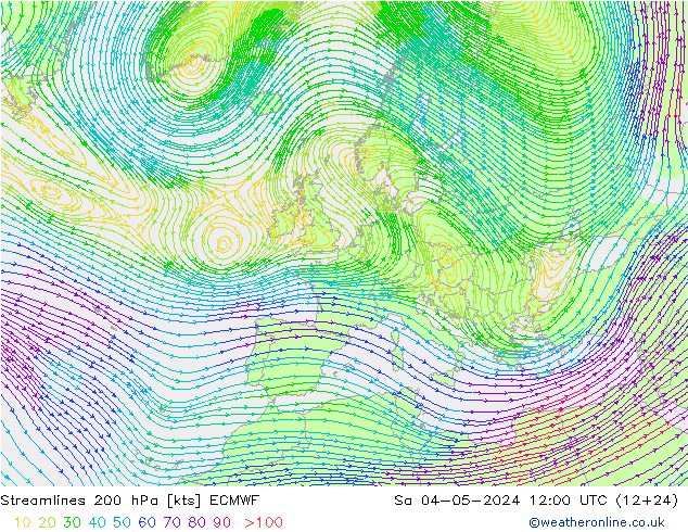 Streamlines 200 hPa ECMWF Sa 04.05.2024 12 UTC