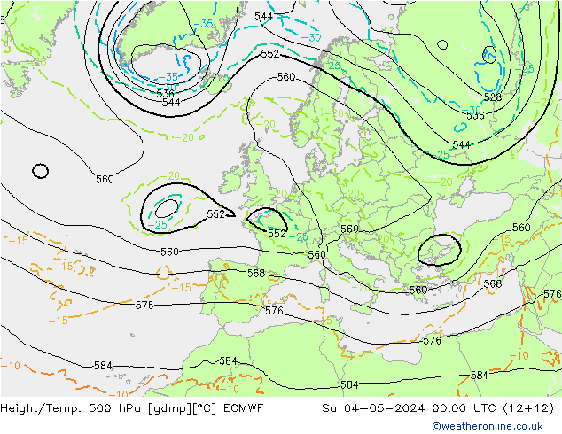 Z500/Rain (+SLP)/Z850 ECMWF sáb 04.05.2024 00 UTC