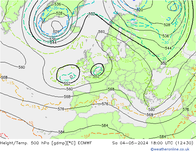 Z500/Rain (+SLP)/Z850 ECMWF Sa 04.05.2024 18 UTC