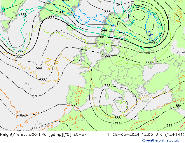 Yükseklik/Sıc. 500 hPa ECMWF Per 09.05.2024 12 UTC