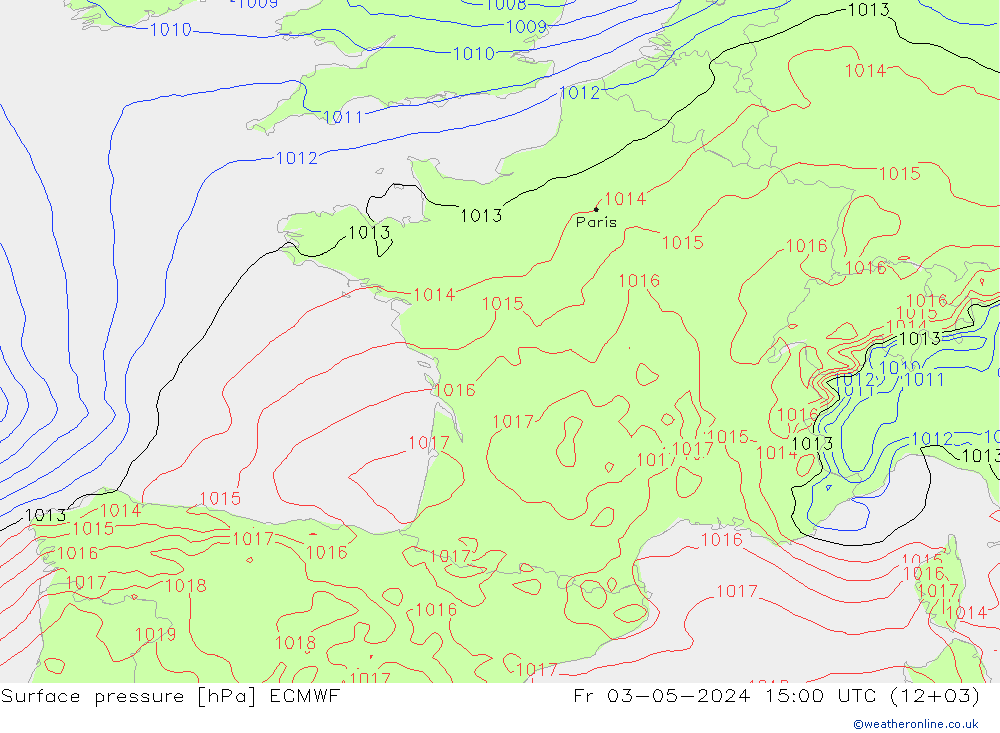 Bodendruck ECMWF Fr 03.05.2024 15 UTC
