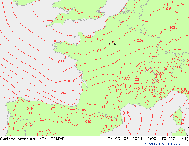 Bodendruck ECMWF Do 09.05.2024 12 UTC